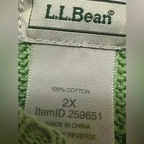 L.L. Bean Cable Knit Womens Sweater 2X Light  Green Long  Sleeves Pull On Plus - Picture 4 of 5